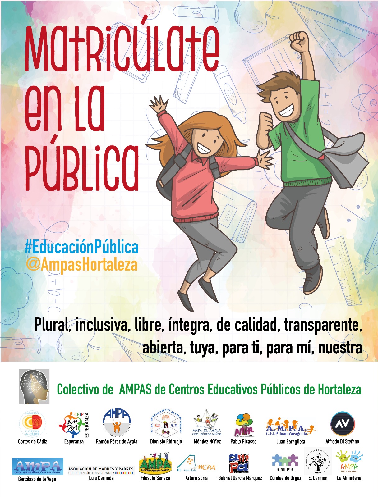 Cartel a favor de la educación pública de calidad.