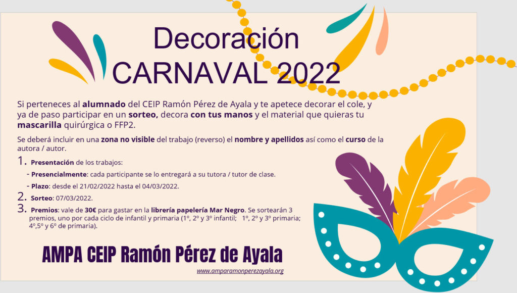 Cartel decoración y sorteo carnaval 2022